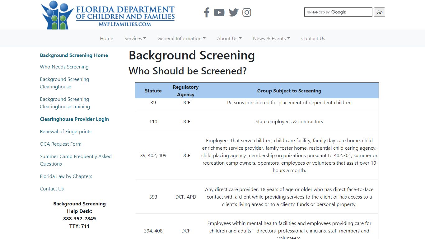 Background Screening - Florida Department of Children and Families